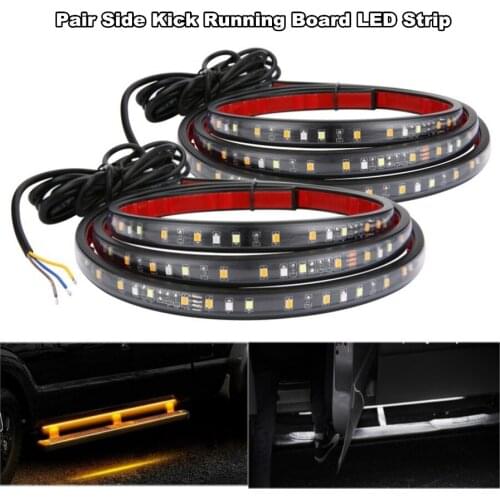 2X 60" Running Board Side Step LED Light Amber White Turn Signal DRL Strip Bar