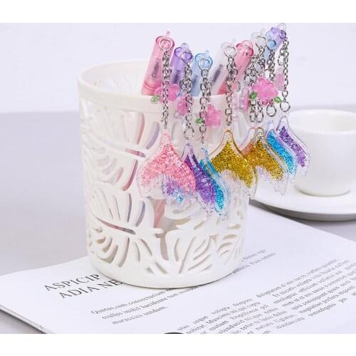 36 pcs/lot Creative Mermaid Sequins Pendant Gel Pen Cute 0.5mm Black Ink Neutral Pens Promotional Gift Stationery School Supply
