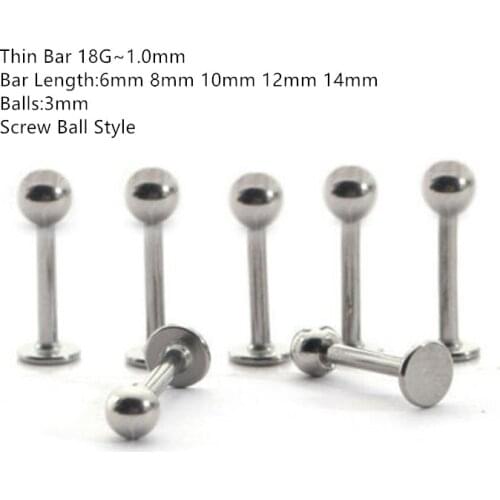 50pcs Body Jewelry -18G~1.0mm Thin Bar Sliver Lip Labret Ring Cheek Bar Lip Piercing Ear Helix Bar Ear Cartilage Diath Studs