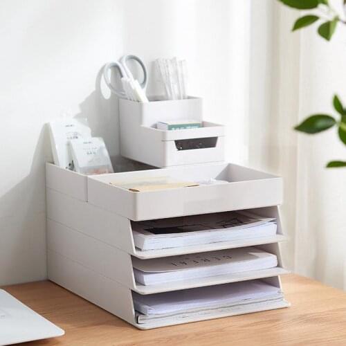 A4 Paper Organizer Document Case Office Table Desk Storage superposition Filling File Box Holder Plastic A4 Size Storage box