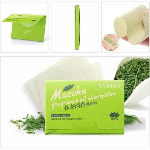 Matcha Absorbent Paper Oil Absorbing Sheets Deep Cleanser Face Oil Control Tool Blackhead Remover Acne Treatment 100PCS 40
