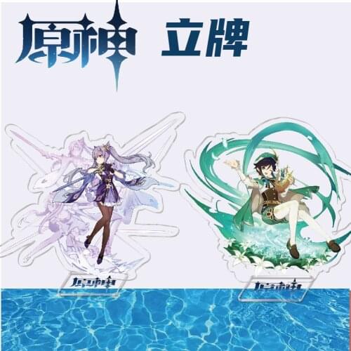 Anime Acrylic Stand Figure Genshin Impact Jean Amber Qiqi Diluc Pvc Desktop Standing Plate Decoration Model Toy Gifts