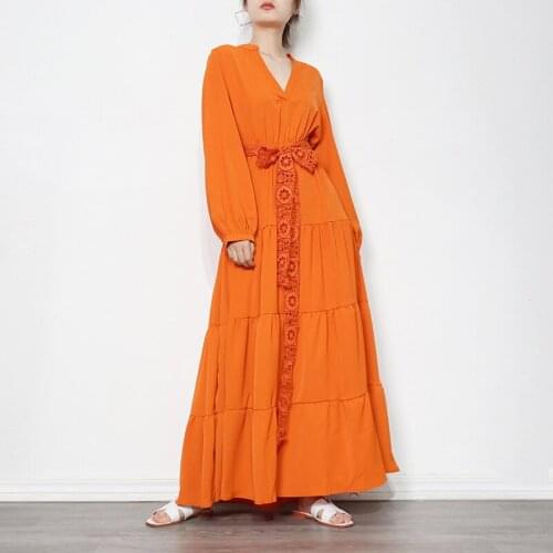 Balauren Hot sale Ladies dress 2021 summer new personality solid color V collar waist tie bow high waist dress