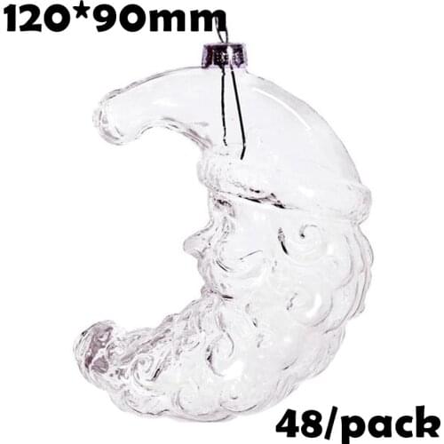 Free Shipping DIY Paintable Christmas Xmas Decoration Ornament/Ball 120mm Glass Moon Santa, 48/Pack