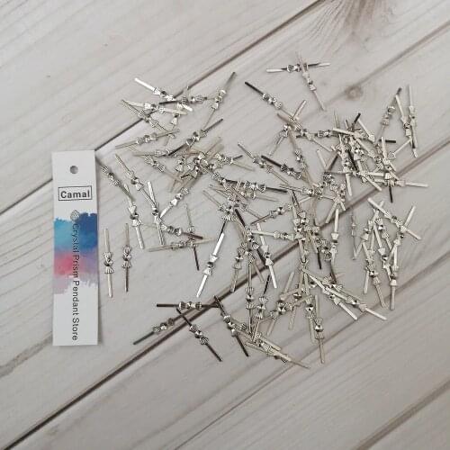 Camal 100pcs 25mm Chrome Plated Metal Bowtie Pins Crystal Prisms Beads Connectors Butterfly Shaped Chandelier Lamp Parts