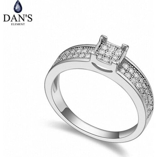 DANS Real Austrian Crystals Brand AAA Zirconia Micro Inlays Fashion Ring for women New Geometric 109037white