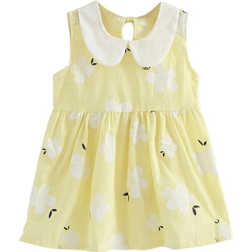 Children Dresses Kids Girl Sleeveless Flower Print Cotton and Linen floral Dress Baby Spring Summer dresses for girls