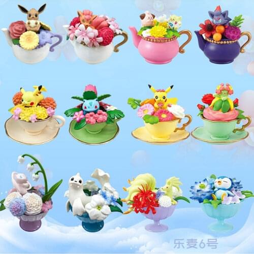 Blind Box Action Figure Children Gifts Pokemon Pocket Monsters Pikachu Articuno Eevee Figure Elf Doll Flower Pot Scenes Toy