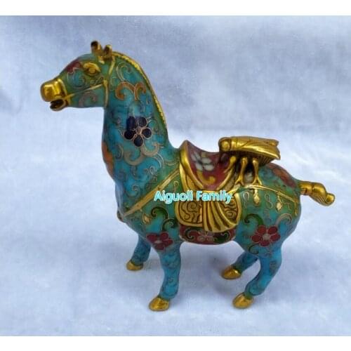 Art Collectible Chinese Old Cloisonne Bronze Carved Cicada With Horse Statue/Home Decoration Animals Sculpture Holiday gifts