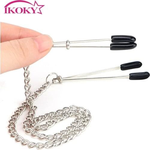 IKOKY Nipple Clamps with Metal Chain Adjustable Breast Labia Clips Clit Clamp Sex Toys for Couple Fetish Adult Game Sex Product