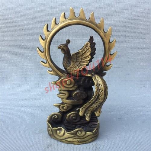 Pure copper, Fengxiang nine days, Phoenix ornaments, exquisite crafts, collections, decorations