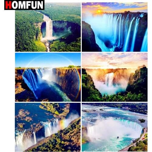 HOMFUN Rhinestone Painting Crystal Decor Diy Diamond Painting "Waterfall mountain" 3D Cross Stitch Pattern Diamond Embroidery