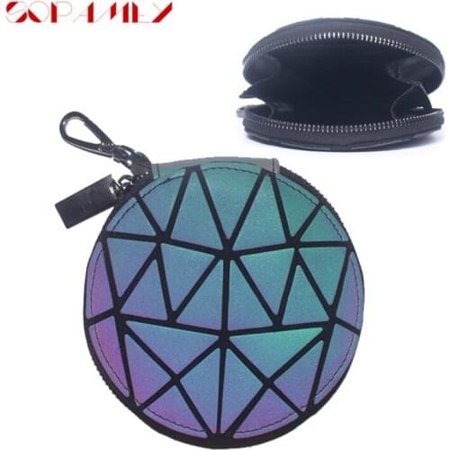 Mini Round Wallets Geometry Luminous Wallets Luxury Lattice Wallets Designer Card Diamond Bag Girls Wallets Ladies Cards Bag New