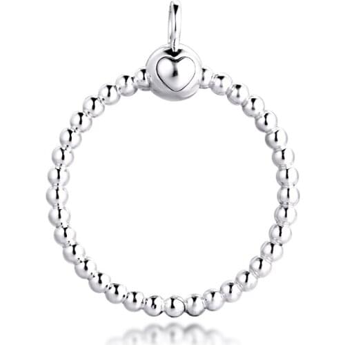 100% 925 Sterling-Silver-Jewelry Signature Moments Medium Beaded O Pendant for Necklaces Necklace Free Shipping