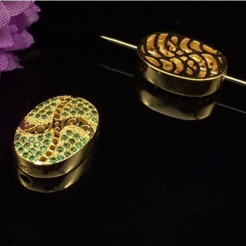 Zirconia Metal Oval Beads Findings Beads Jewelry Accessories for Women Mens Zircon Beads Necklace Bracelets DIY Making