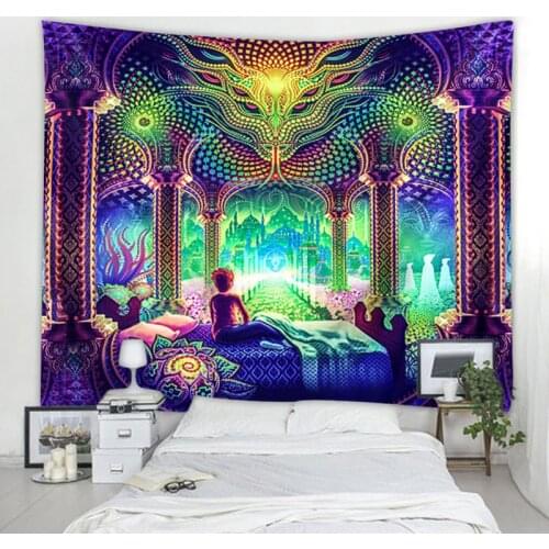 Cartoon Watercolor Paint Cloth Psychedelic Tapestry Thin Polyester Wall Hanging Sofa Blanket Art Wall Rugs Yoga Shawl Mat