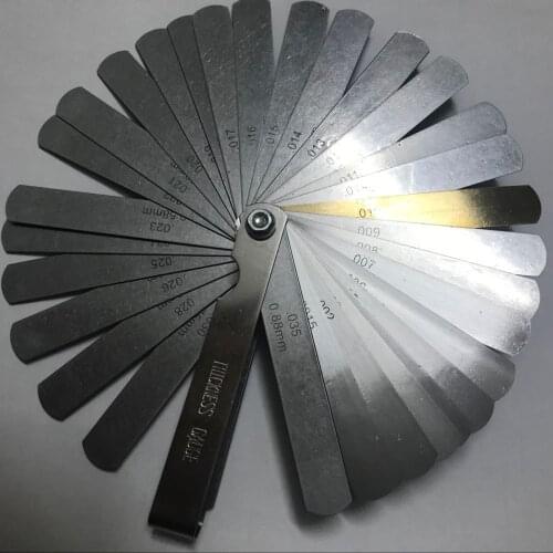 Guitar 32 Blade Feeler Gauge Set Laser 2481 Bass Metric Imperial Measure Tune Up Gap Thickness +BRASS BLADE Tool Instrument