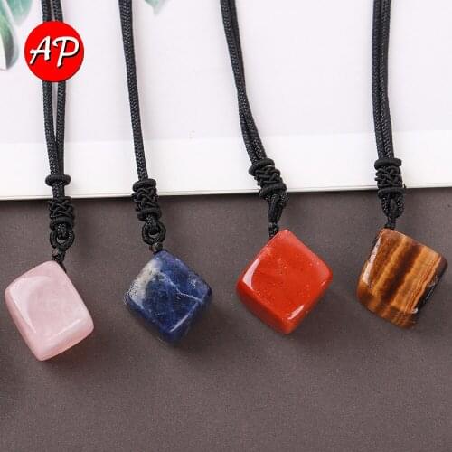 Natural Semi-precious Colorful Crystal Diamond Pendant Rose Quartz Reiki Transport Gemstone Energy Necklace Gift