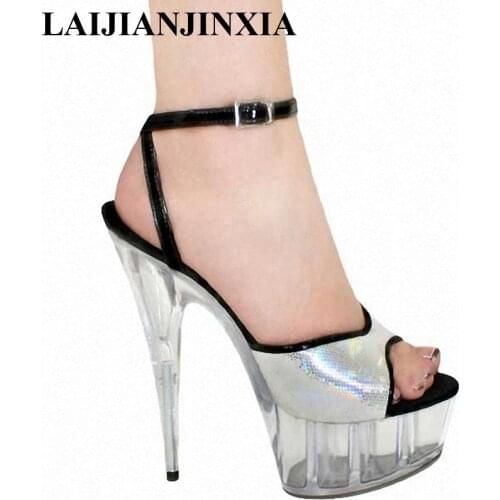 New First of all 15 cm banquet table sandals 15CM hollow-out ultra high heel sandals platform waterproof Dance Shoes