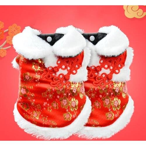 New Year Pug Dog Clothes Warm Dog Coat Fur Collar Pet Jacket Soft Pets Dogs Clothing for Small Medium Dogs French Bulldog
