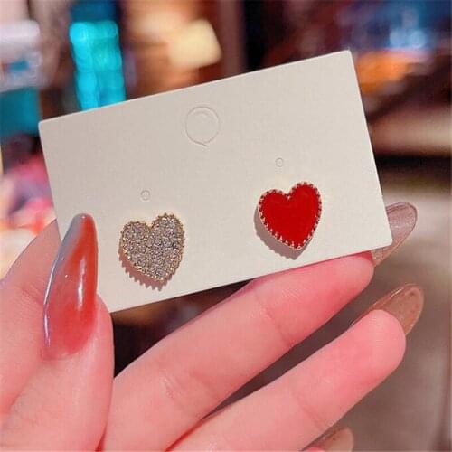 New Trend Asymmetric Heart Earrings Fashion Temperament Womens Crystal Earrings Party Jewelry Gifts