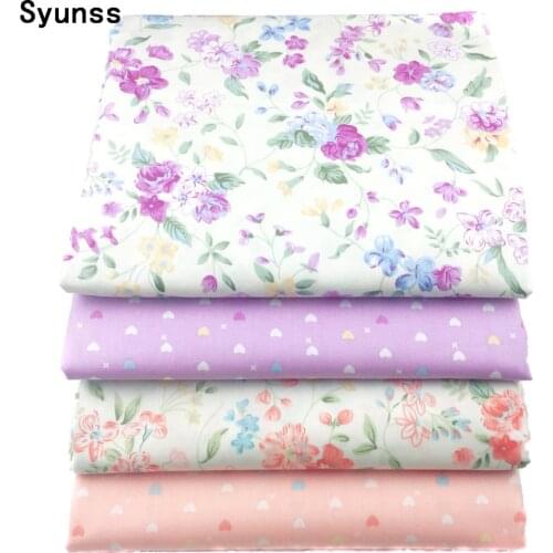 New Purple Orange Floral Heart Printed Cotton Fabric Telas Bundle DIY Patchwork Sewing Baby Toy Material Quilting Bedding Tecido