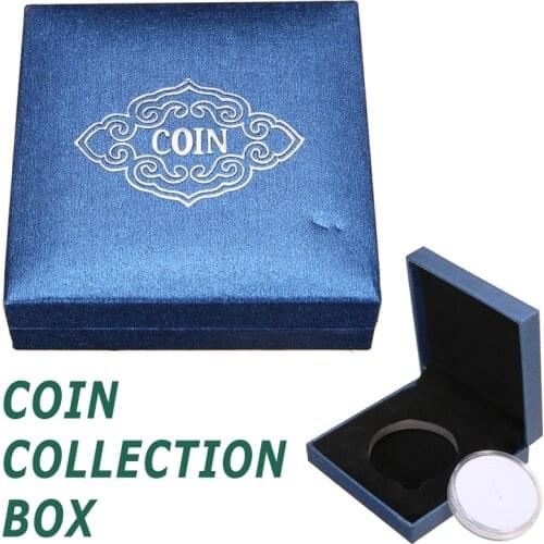 Mayitr Blue Coin Organizer Medal Presentation Display Box Adjust Case with Capsule For Money Collection
