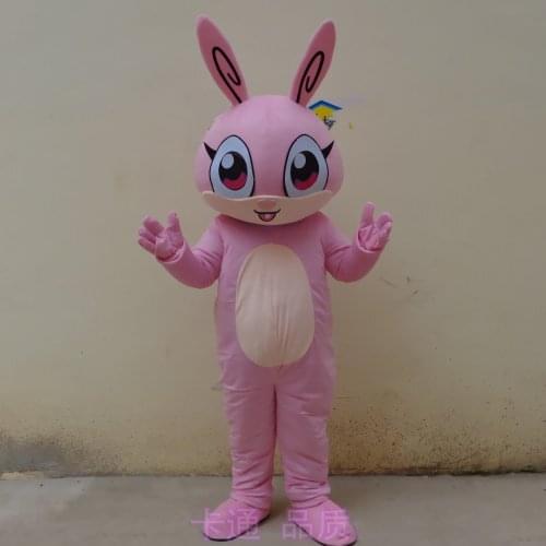 Easter Bunny Mascot Costume Suits Cosplay Party With Long Ears Happy Face Adult