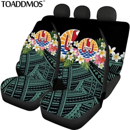 TOADDMOS Tahiti Polynesian Plumeria Print Front & Rear Car Seat Cover Protector Car Accessories Interior Universal Car Seat Mat