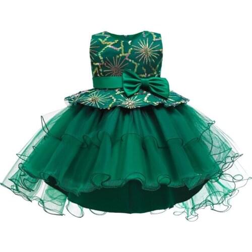 2-10 year old girl birthday dress beaded sequins, tuxedo new lace embroidery bow belt evening dress girl
