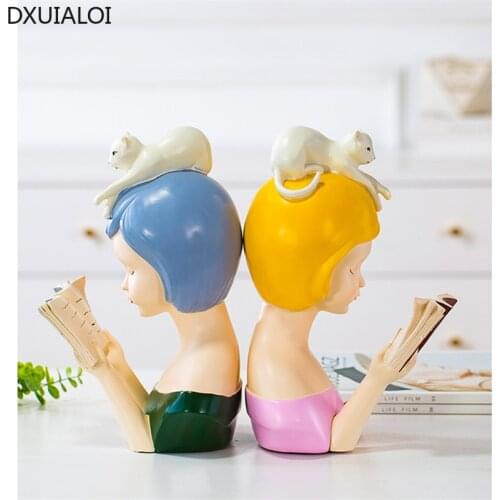 Nordic style resin craft gift reading girl bedroom desktop decoration creative character home decoration accessories modern gift