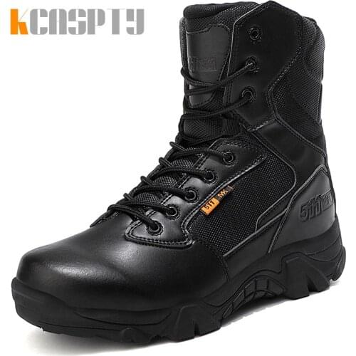 KCASPTY Hiking Boots Men Military Tactical Force Desert Combat High Cut Army Boots Wear-Resistant Hunting Shoes Safety Footwear
