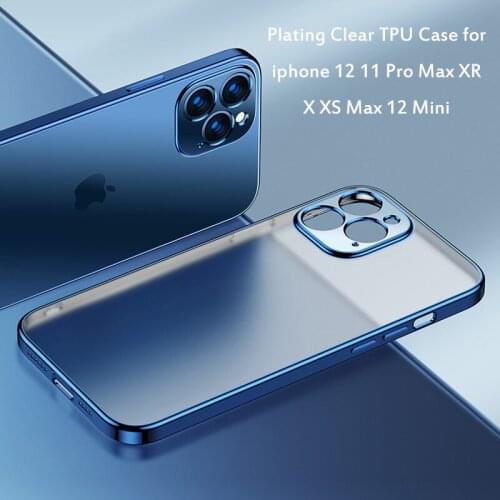 Clear Case For iPhone 12 11 Pro Max X XR XS Max Plating TPU Shockproof Full Lens Protection Cover iphone12 mini Transparent Case