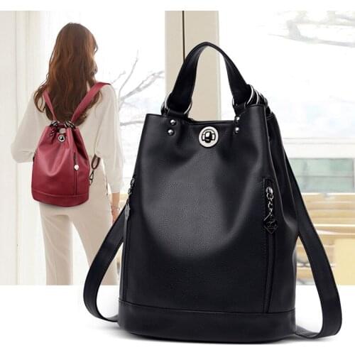 2021 New PU High Qaulity Women Soft Leather Rucksack School Bags for Girls Travel Bagpack Rucksack for Girls Female