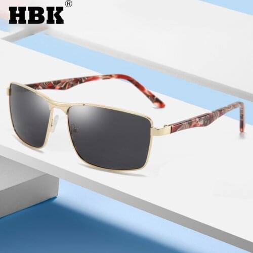 HBK New Fashion Polarized Square Sunglasses For Men Driving Retro Brand Designer Leopard Frame Vintage Oculos De Sol UV400
