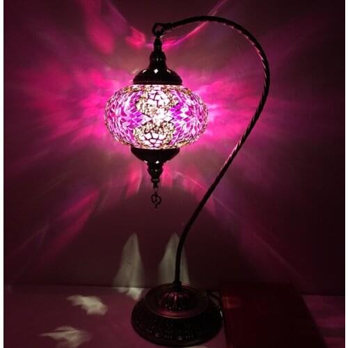 Mediterranean retro romantic bedroom bedside living room bar pure handmade Southeast Asia Turkey colored glass lamp