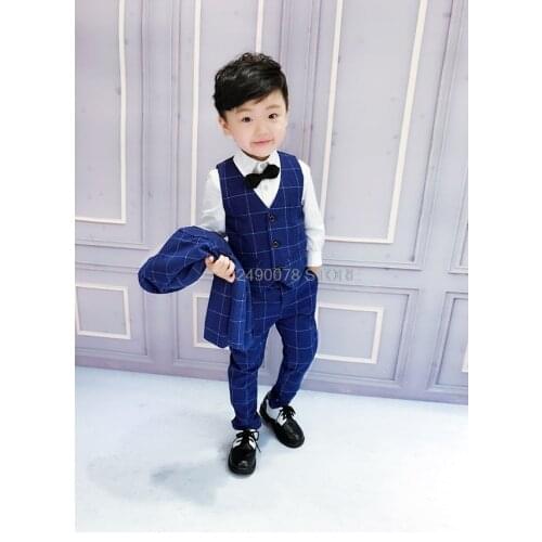 Top Quality Flower Boys Suit For Wedding Gentleman Kids Formal Tuxedos Blazer Jacket Children Performance Party Dress Costume