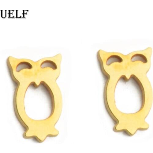 Uelf Cute Owl Animals Geometry Stud Earrings for Women Fashion Design Trendy Earrings Stainless Steel Jewelry