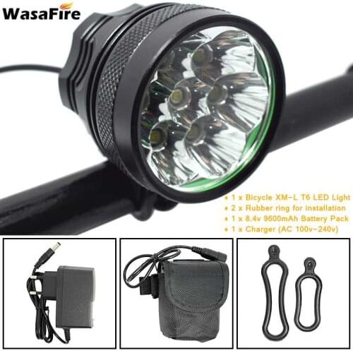 WasaFire 10000lm Bicycle Light 7x T6 Bike Front Lights LED Cycling Head Lamp MTB Road Bike Headlight + 18650 Battery + Charger