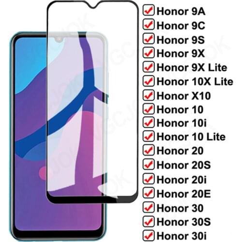 9D Protection Glass For Honor 9A 9C 9S 9X 10X Lite X10 Pro Screen Protector honor 10 20 30 lite 10i 20i 30i 20S 30S Safety Glass