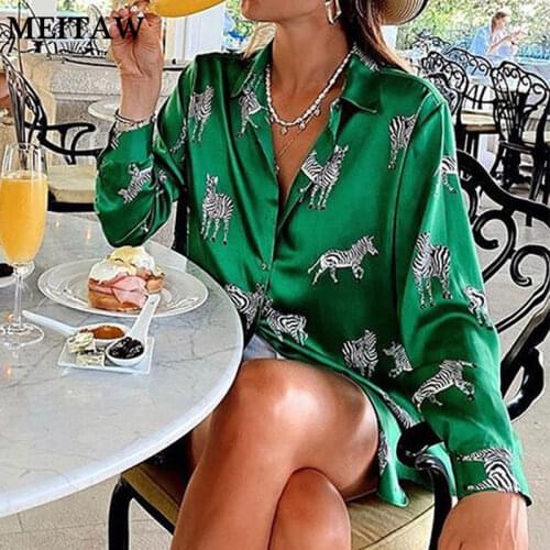 2021 Spring Summer Long Sleeve Women Satin Blouse Shirts Ladies Vintage Animal Print Office Shirts Female Casual Clothing