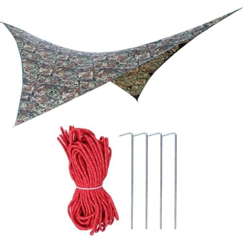 1Pc Outdoor Portable Rainproof Hammock Tent Tarp Shelter Camouflage 275*275cm Courtyard Leisure Sunshade Canopy Hammock