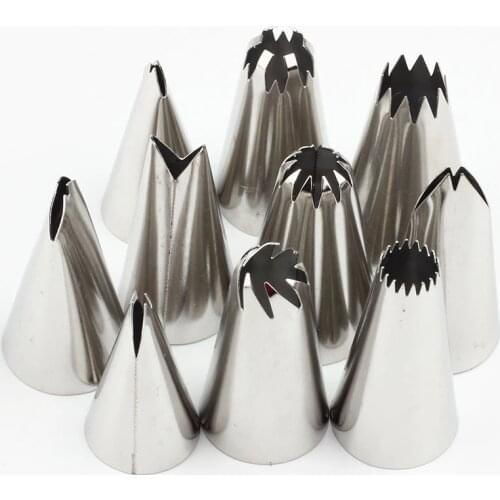 10Pcs Rose Flower Russian Piping Nozzlese Leaves Cream Stainless Steel Icing Piping Nozzles Cake Decorating Kitchen Accessories