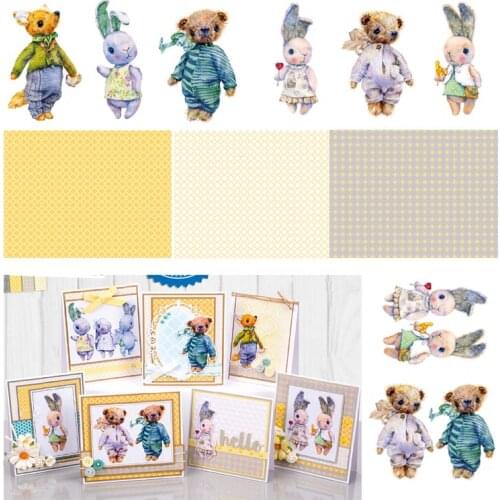 14pcs 15x20cm Single-side Cubs rabbit creative papercraft art paper handmade scrapbooking kit set books P010