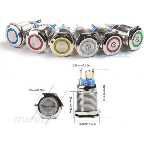 19mm Wasserdicht Momentary Rast Messing Metall Glocke Horn Push Button Schalter Led Power Lampe Licht 24V nintendo switch