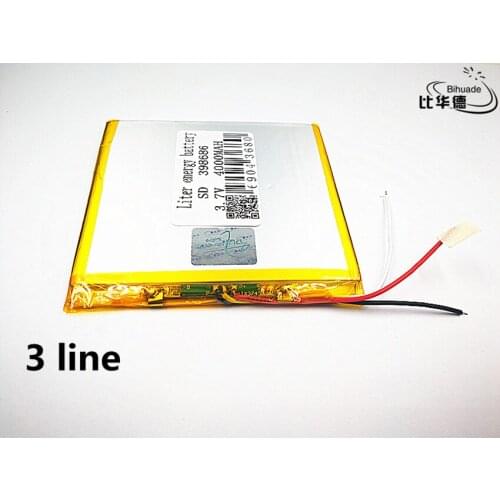3 line 10pcs/lot Good Qulity 3.7V,4000mAH 398686 Polymer lithium ion / Li-ion battery for tablet pc BANK,GPS,mp3,mp4