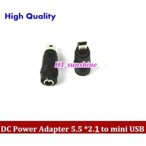 500PCS Free Shipping DC Power Adapter 5.5 *2.1 Female to Mini USB Male Adapter 5.5MM TO Mini USB 5P