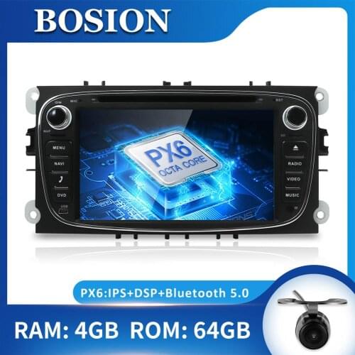 Bosion Android 10 Car Multimedia Player GPS 2 Din PX6 car dvd for FORD/Focus/S-MAX/Mondeo/C-MAX/Galaxy wifi car radio GPS 4G DSP