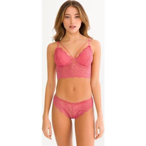 Bralet dantelli sütyen külot takımí yarım destekli Gül 1062