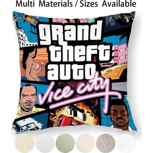 Vice City Pillow Case Throw Pillow Cover Cotton Linen Flax Vice City Grand Theft Auto San Andreas 80s Miami Retro Gaming Game V